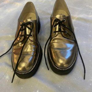 Michael Kors Zipper Detail Bronze Pewter platform shoes Size 7